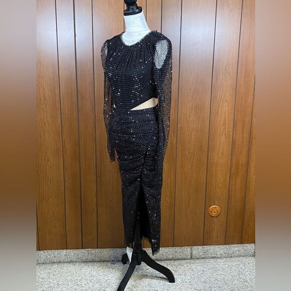 Self-Portrait  Diamante Fishnet Midi-Dress size 4 - Picture 9 of 16